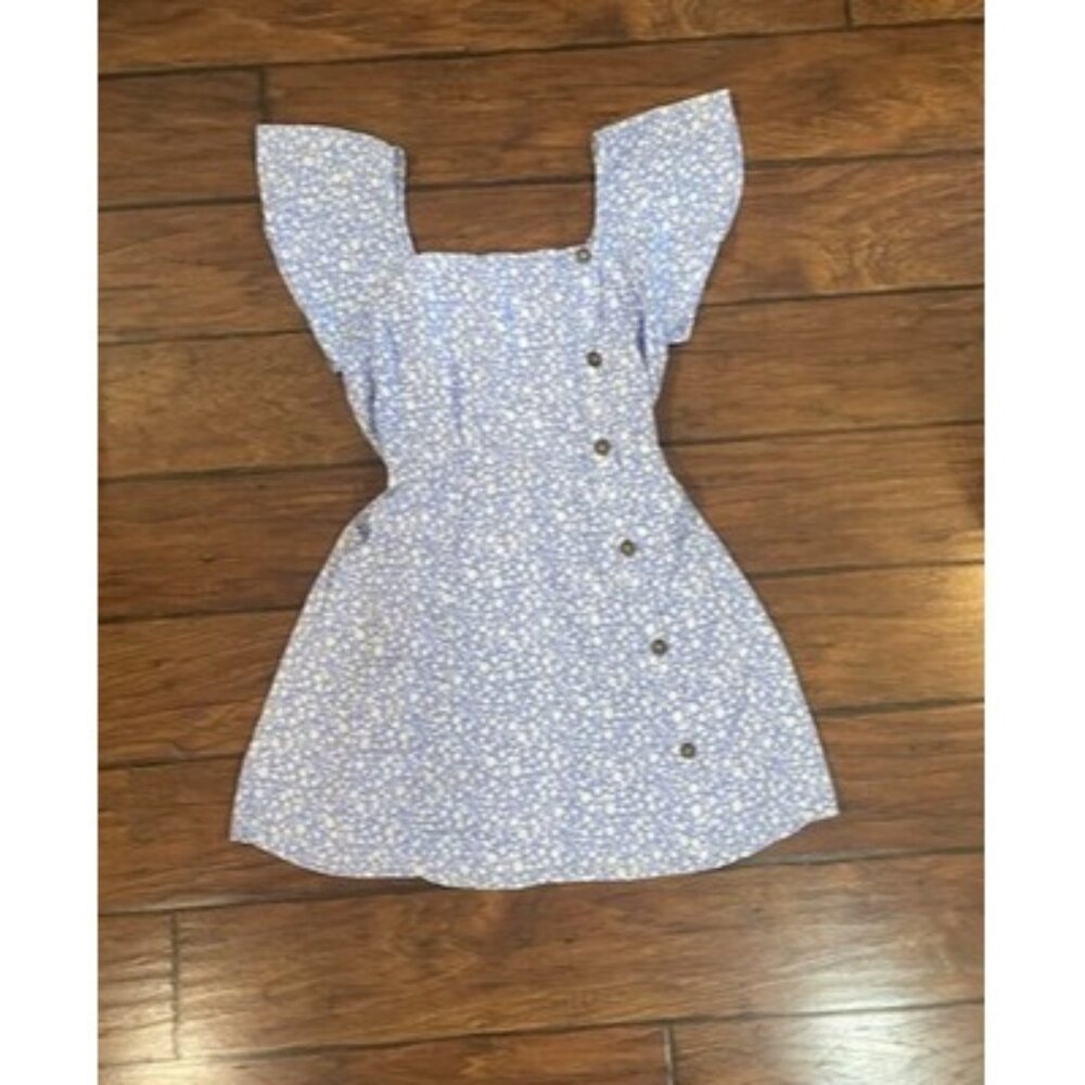 Womens Size M Dress Blue Floral Button Cottagecore Prairie Danity Whimsical